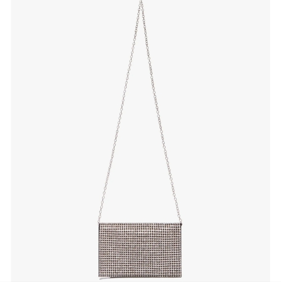Amber Sceats Stella crystal silver rhinestone crossbody shoulder clutch bag - Picture 5 of 16